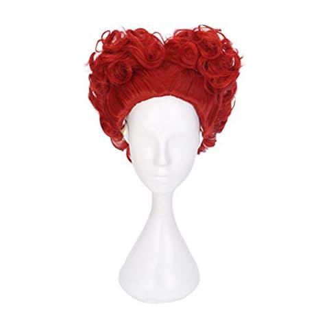 SZYM Short Curly Red Cosplay Full Wig for Alice in Wonderland Queen of Hearts The Red Queen Cosplay Wigs Halloween Party Character Cosplay Synthetic Hair Wigs Role Play Wigs Cover