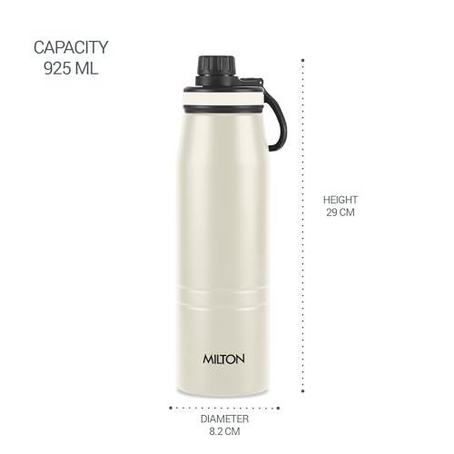Image of Milton Sparkle 900 Thermosteel Water Bottle with Easy Sip Cap and Handle, 920 ml, Vacuum Insulated Stainless Steel, Hot and Cold, On The Go Bottle for Office College, Ivory