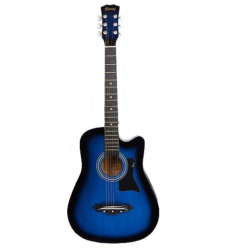 Image of JUAREZ Engineered Wood Acoustic Guitar, 38 Inch Cutaway, JRZ38C /TBLSNA TRANSPARENT BLUE SUNBURST