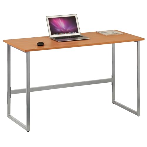 hjh OFFICE 674250 Schreibtisch WORKSPACE Light Buche/Silber schmaler Computertisch mit Stahl-Gestell 76 x 120 x 60 cm