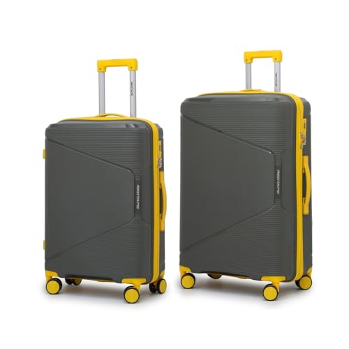 Image of Red Tape 8 Wheels Trolley Bag Set of 2 (Large + Medium) | Olive & Yellow Hard Case Polypropylene Luggage | 360 Wheeling Suitcase for Men & Women | Durable Travel Trolley Bags for Business & Vacation