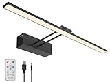Mocalido Picture Light Battery Operated for Wall, 16in 5200mAh Wireless LED Art Light for Painting with Remote, Dimmable Picture Frame Lighting for Display Gallery, Black