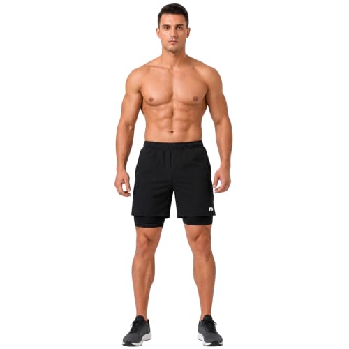 Image of NEVER LOSE 2-in-1 Sports Shorts with Phone Pocket, Light Weight & Quick Dry for Gym, Running & Athletic wear Men & Women