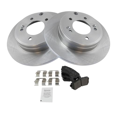 Image of TRQ Rear Brake Pad and Rotor Set Semi Metallic Rotors Compatible with 2015 Hyundai Sonata 2014-2016 Kia Cadenza