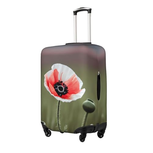Beautiful Poppy Flower Ink Tsa Approved Luggage Cover For 18-32 Inch Suitcases Scratch-Resistant Stretch Luggage Cover2