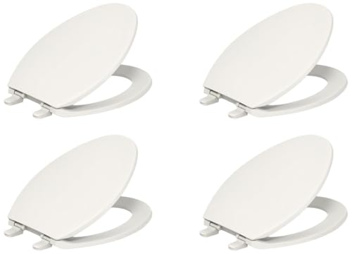 Image of KOHLER 20110-96 Brevia, Slow Close Toilet Seat, Elongated Toilet Seat, Grip-Tight Bumpers Quick-Attach Hardware, Biscuit (Pack of 4)