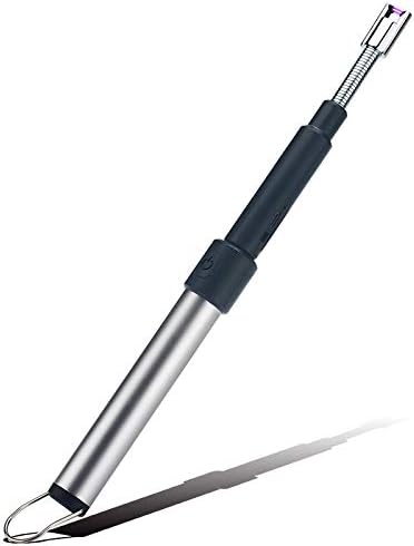 Summoner Telescopic Candle Arc Lighter Electric Rechargeable USB Plasma Lighter Perfect Fire Starter Lighter for BBQs Home Kitchen Outdoor Camping Hiking Cooking Fireworks (Silver)