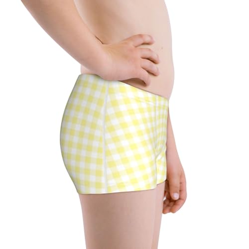 Boys' Cotton Boxer Brief Soft Underwear-Lemon Yellow Checkboard2