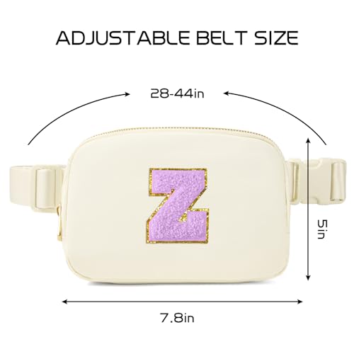 Image of Gitus Gifts for 8 9 10 11 12 Year Old Girls Belt Bag Fanny Pack Crossbody Bags with Initial Letter Patch Cute Stuff Birthday Gifts for Teen Girls Women Personalized Trend Stuff (Ivory-Z)