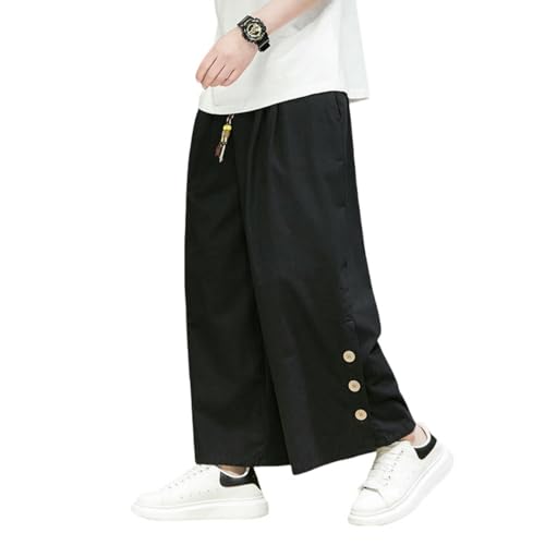 Pantalon court léger homme coton lin short casual avec cordon serrage