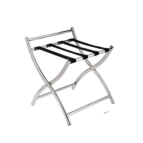 Portaequipajes plegable de acero inoxidable, soporte portátil para maletas para invitados y alquileres, ideal para almacenamiento de bolsas y mochilas en el hogar y habitaciones de hotel