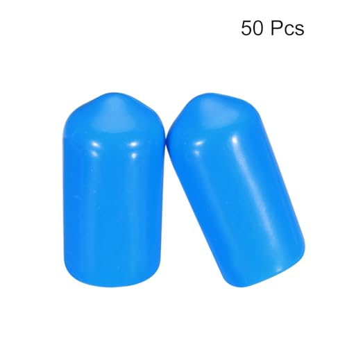 Image of MECCANIXITY 50pcs 8mm(5 /16 inch) Rubber End Caps Cover PVC Vinyl Screw Thread Protector Round Wire Shelf Caps for Screw Bolt Pipe Fence Post, Light Blue