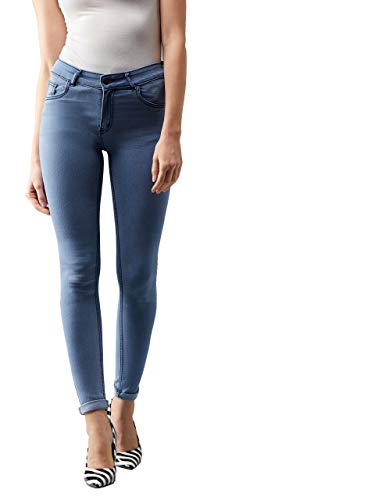 Image of Dolce Crudo Women's Light Blue Skinny Mid Rise Regular Length Clean Look Denim Stretchable Jeans