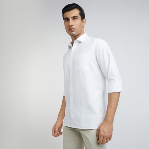 Image of Park Avenue Men's Polyester Blend Plain Regular Fit Formal Shirt