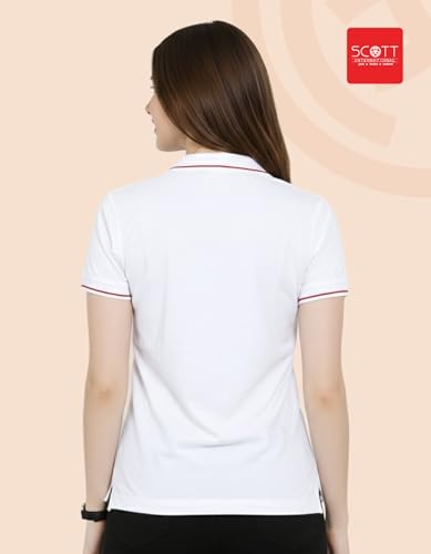 Image of Scott International Women's Cotton Polo T-Shirt | Half Sleeve Plain Collar Tee | Stylish Casual Top | Plain T-Shirt for Girls | Workwear for Office & Casual Wear