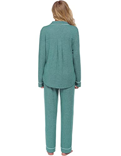 Ekouaer Women's Pajamas Long Sleeve Sleepwear Casual Button Down Loungewear Soft Pjs Set S-XXL3