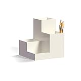 Desktop Storage and Organizer, ZZWS Stylish Pen Holder Organizer, Plastic Pencil Cup for Desk, Cute Desk Makeup Organizer, White Desk Organizer for Vanity Table, Small Office Supplies Accessories