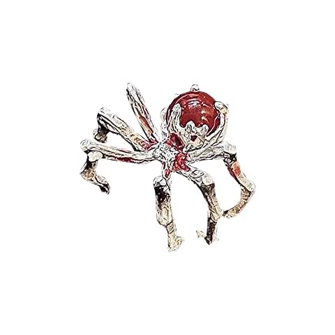 QKEPCY Vintage Punk Spider Rings,Gothic Ring,Punk Ring Adjustable Open Rings,Spider Rings Halloween Toys Adjustable Metal,Crystal Spider Rings Couple's Ring for Women Mens (Red) Cover