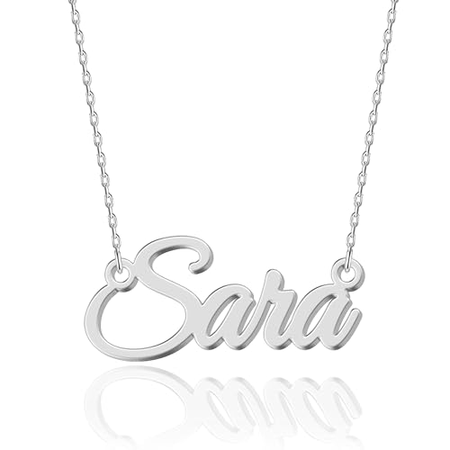 UMAGICBOX Personalized Silver Name Necklace Sara - Customizable Engraved Stainless Steel Pendant for Women - Unique Gift for Birthdays, Anniversaries, Graduations, and Valentine's Day