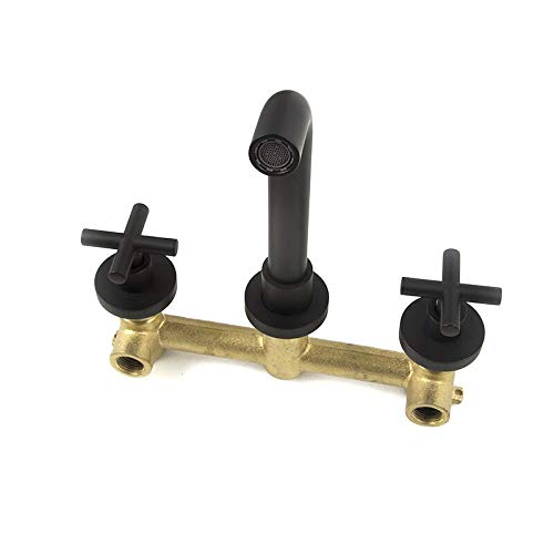 Grifo de baño cepillado mate de pared con doble manija funcional 3