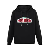 QISHUBAO Papa Johns Pizza Cool Fast Food Restaurant Brand Logo Herren Hoodies Cotton Unisex Black Pullover Sweatshirts, Negro , XL