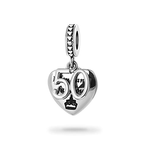 Abalorio colgante de corazón de cumpleaños de la suerte con número 12, 16, 18, 21, compatible con pulseras Pandora, para mujer, familia, hija, nieta, talla única, Cobre, No es una piedra preciosa