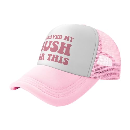 Image of I Shaved My Bush for This Trucker Hats for Women Pink Men Funny Slogan Pink Hats for Men