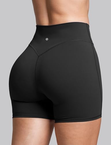 Sogetdo Women's Booty V Cross Spandex Yoga Biker Shorts No Front Seam High Waisted Butt Lifting Athletic Gym Workout Shorts3