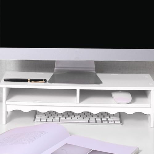 Support d'écran blanc pour bureau et maison étagère double couche - 6