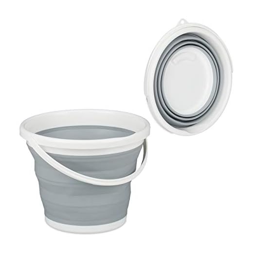 Relaxdays Fällbar hink, 10 l moppbehållare, hopfällbar för bil, camping och festivaler, grå, PP, TBR, grå, 1 st