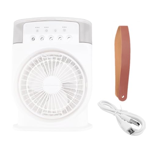 Lonrtesw Ventilador de Aire Acondicionado USB Enfriador de Aire Personal Mini Humidificador Ventilador de NebulizacióN con 7 Colores Luces LED Ventilador PortáTil-