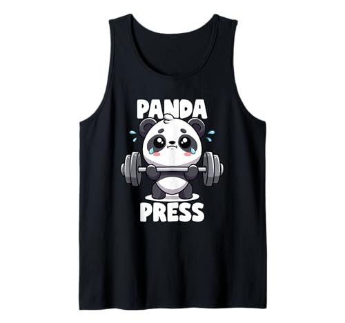 Panda Press Kawaii Panda Levantamiento Gimnasio Gimnasio Fitness Panda Camiseta sin Mangas