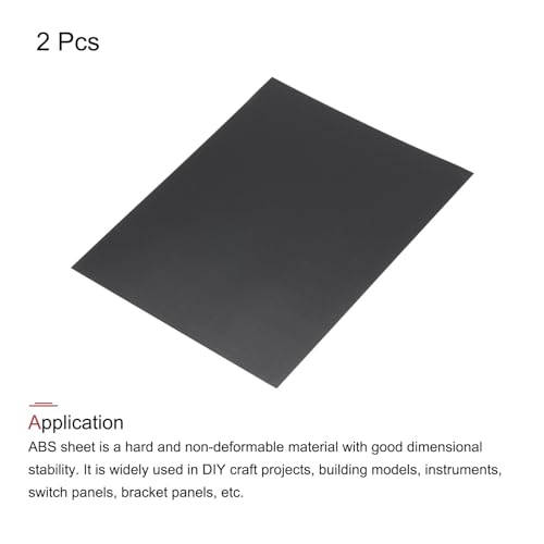 Image of MECCANIXITY Black ABS Plastic Sheet 10 x 8 x 0.03 Inch for Building Model, DIY Crafts, Panel, Pack of 2 Pcs