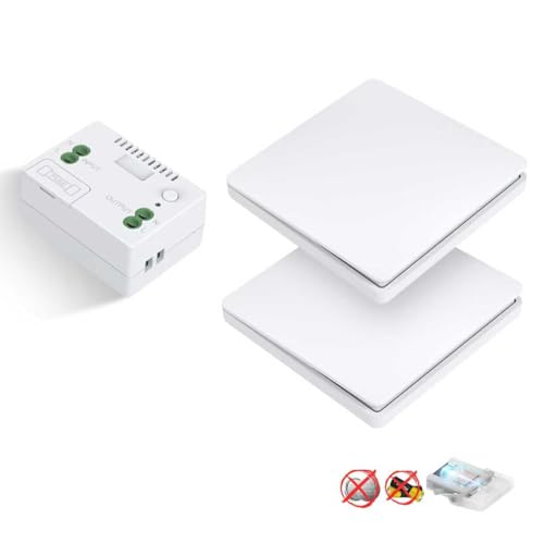 ZLinkStar Kinetic Wireless Switch Kit Self Powered Wireless Switches for Light IP66 Waterproof No Wiring Wireless Remote RF Wall switch Lighting Fixtures Battery Free(W2V1)