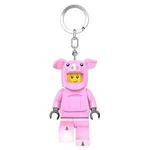 LEGO Piggy Guy LED Schlüsselanhänger – große Minifigur 7,6 cm mit Taschenlampe (KE212H), beweglich, inkl. Batterien – lustiges Geschenk für Kinder und LEGO Fans