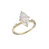 TSECIMGS 18K Gold Plated Classic Four-Pron Solitaire Elongated Marquise Cut Engagement Ring for Women, Simulated Diamond Promise Ring(6)