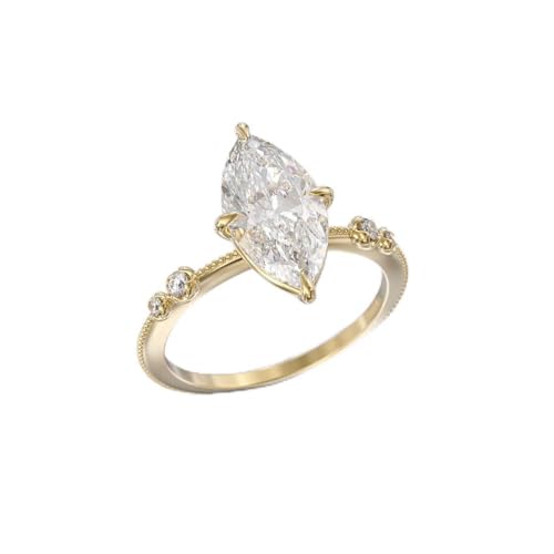 Gixaxak 14K Gold Plated Engagement Ring for Women | Cubic Zirconia Wedding Ring for Women | Teardrop Womens Fake Engagement Ring Bridal Rings Halo Cubic Zirconia Promise Rings for Women 6