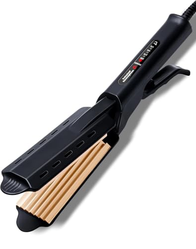 Hair Crimper Iron, Adjustable Temperature, Dual Voltage, Black