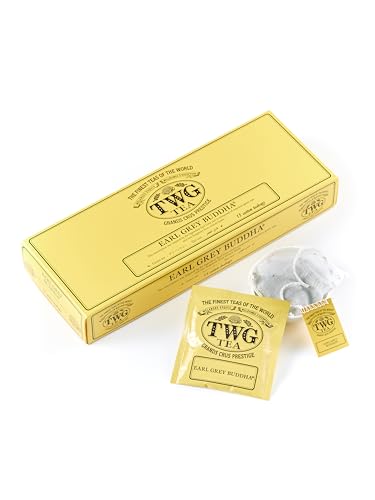 TWG Tea | Earl Grey Buddha | Green Tea | Bergamot & Rose Petals | 15 Hand Sewn Cotton Teabags | Gift Set