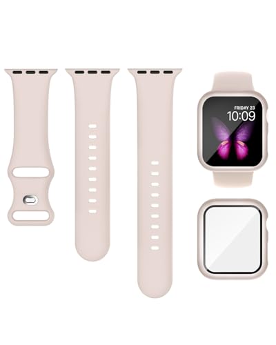 Bracelet Apple Watch en silicone haute densité premium avec étui protecteur d'écran iWatch