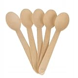 Pakomat Holzlöffel 100 Stück - 16 cm Einweglöffel aus Holz, Biologisch abbaubares Einwegbesteck für Suppe, Grill, Party & Catering - Plastikfreie Alternative