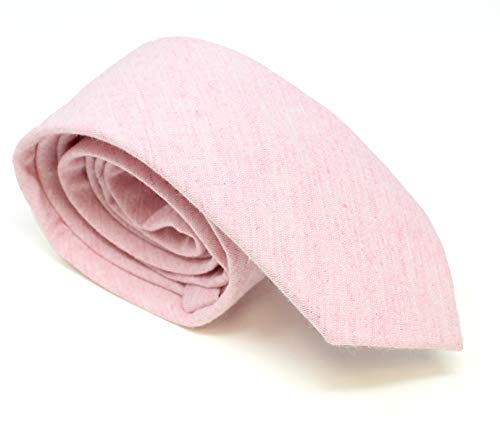 Image of Men's Chambray Cotton Skinny Necktie Tie Textured Distressed Style - 2.5 inch Width