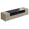 Meuble TV, Meubles de salon, Modèle Tamiko, Finition en Gris Anthracite et Chêne Alaskan, Mesures : 138 cm (L) x 36 cm (H) 42 cm (P)
