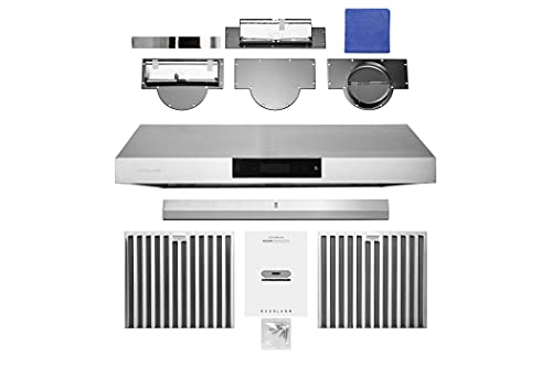 Hauslane | Chef Series 30" Ps18 Under Cabinet Range Hood, Stainless Steel | Pro Performance | Contemporary Design, Touch Screen, Dishwasher Safe Baffle Filters, Led Lamps, 3-Way Venting #TOP7