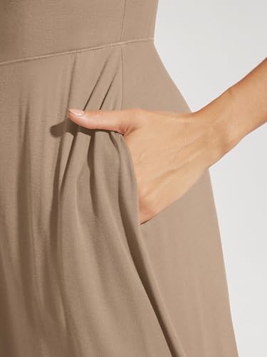 Image of ODODOS Square Neck Midi Dress with Pockets for Women Summer Casual Sleeveless Sundress Flare Tank Dress