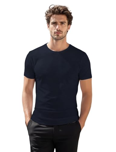 H2H Mens Basic Casual Sporty Short Sleeve T-Shirts Navy US XS/Asia S (CMTTS0198)