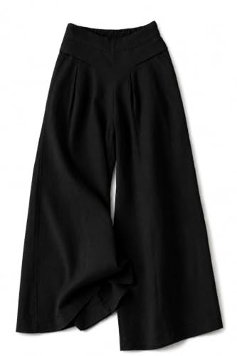 Image of Jawdrobe Women's Pure Cotton Flare Palazzo Pant | Wide Leg Trouser | Casual Office Wear | Relaxed Fit- Semi-Elastic High Waist