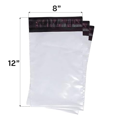 Image of BonKaso Poly Courier Bags 8x12 Inches with POD Sleeve | 55 Micron Tamper Proof & Waterproof Plastic Envelopes for Safe Packaging, Shipping & E-commerce Deliveries - Pack of 200