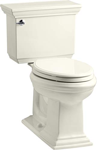 Kohler K-3817-96 Memoirs Stately Comfort Height Two-Piece Elongated 1.28 Gpf Toilet With Aquapiston Flush Technology And Left-Hand Trip Lever, Biscuit #TOP1