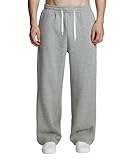 FEDTOSING Baggy Sweatpants Men Wide Leg Fleece Lined Heavyweight Joggers Elastic Lounge Loose Fit Oversize Track Pants Fall Winter Light Grey